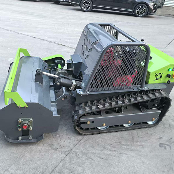WOMI Gasoline 100 Remote Control Mower Working on Steep Hillside