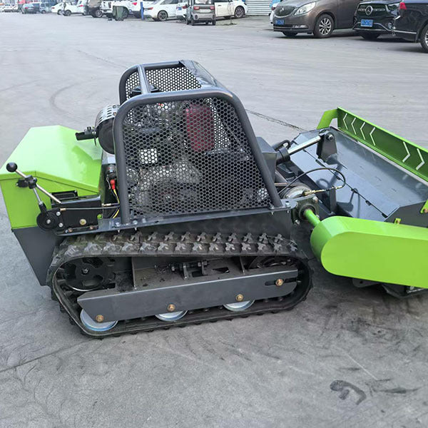 WOMI Gasoline 100 Remote Control Mower Working on Steep Hillside
